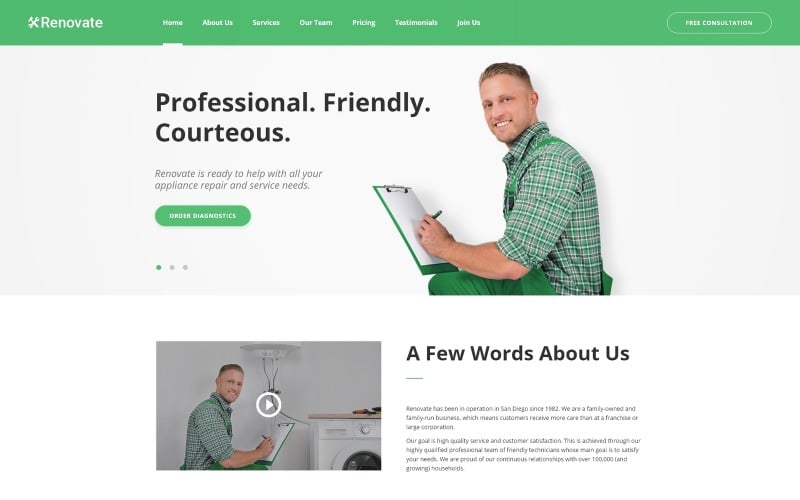 Renovieren - Reparaturservice HTML5 Landing Page Template