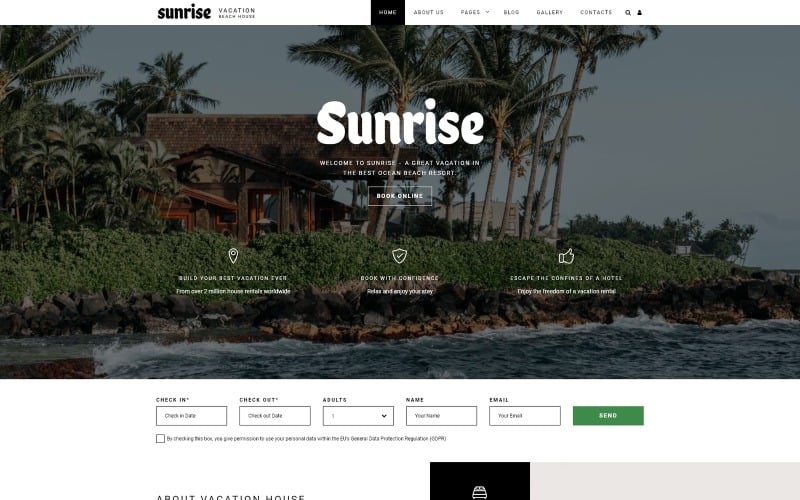 Sunrise - Modelo Joomla de Casa de Férias