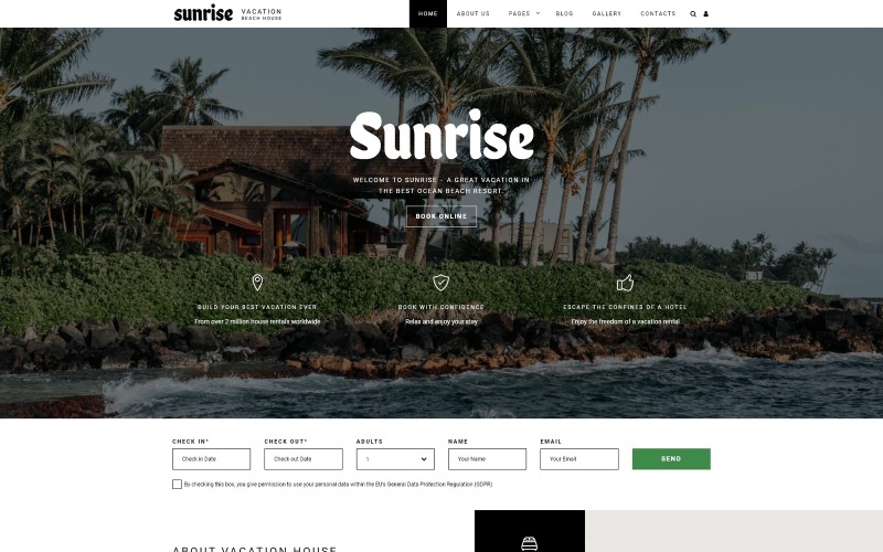 Sunrise - шаблон Joomla для дома отдыха