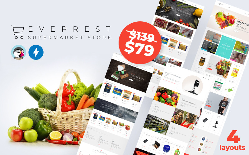 Eveprest Supermarket 1.7 - Tema PrestaShop del negozio di supermercati