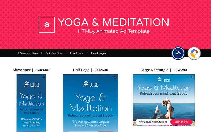 Профессиональные услуги | Анимированный баннер с рекламой йоги и медитации
