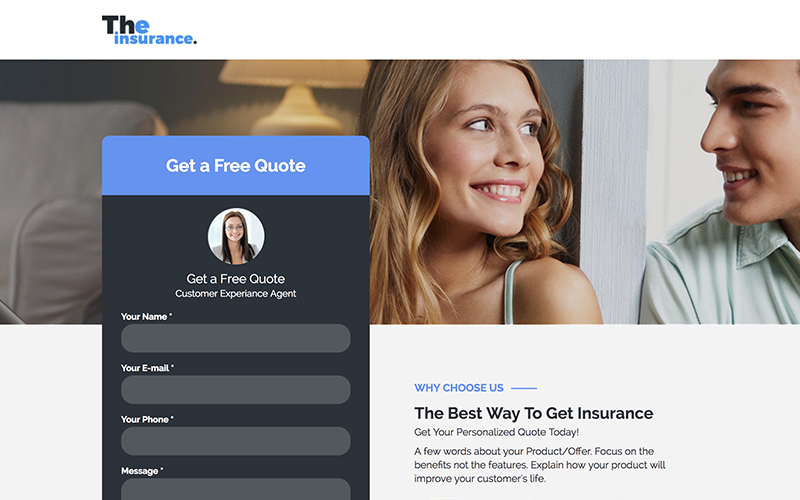 家庭保险-响应式着陆页- Unbounce模板