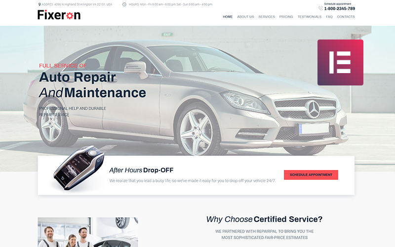 Fixeron - Autoreparatie WordPress Elementor-thema