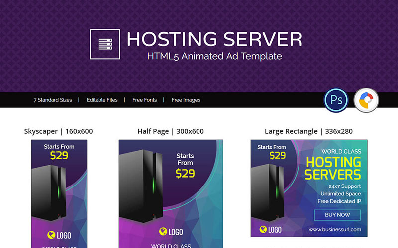 Professionelle Dienstleistungen | Hosting Server Ad Animated Banner