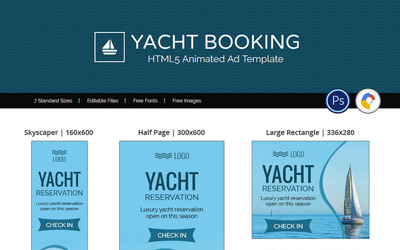 Tour e viaggi | Banner animato di prenotazione yacht