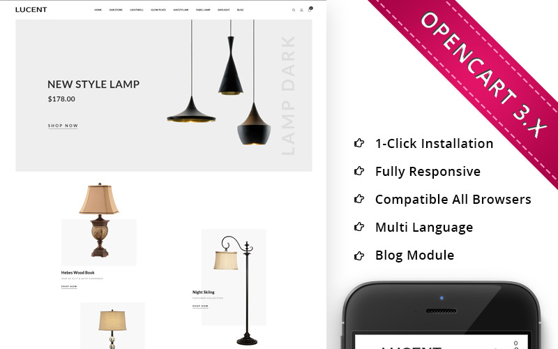 Lucent Light Store Responsive Store Open车 Template