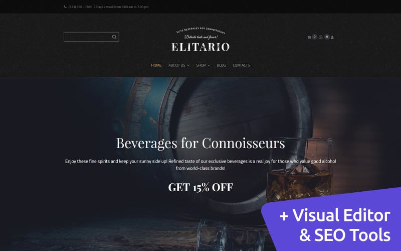 Elitario - Online Beverage Stores MotoCMS电子商务 Template