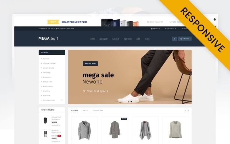 Mega Buff - Modèle réactif OpenCart pour magasin polyvalent