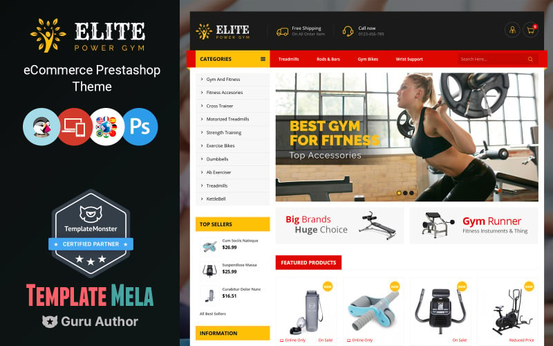 Tema PrestaShop di Elite Power Gym Store