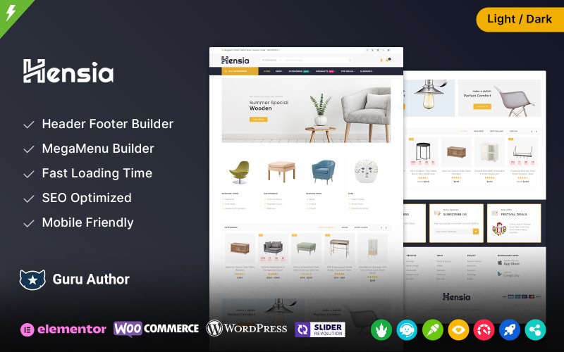 Hensia - Tema WooCommerce para muebles y decoración del hogar