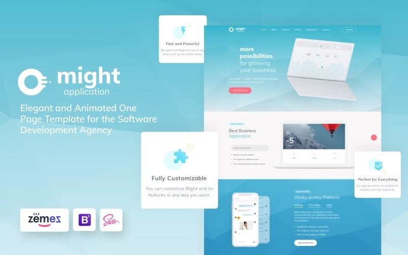 Might - Delicate Web Application HTML 着陆页 Template
