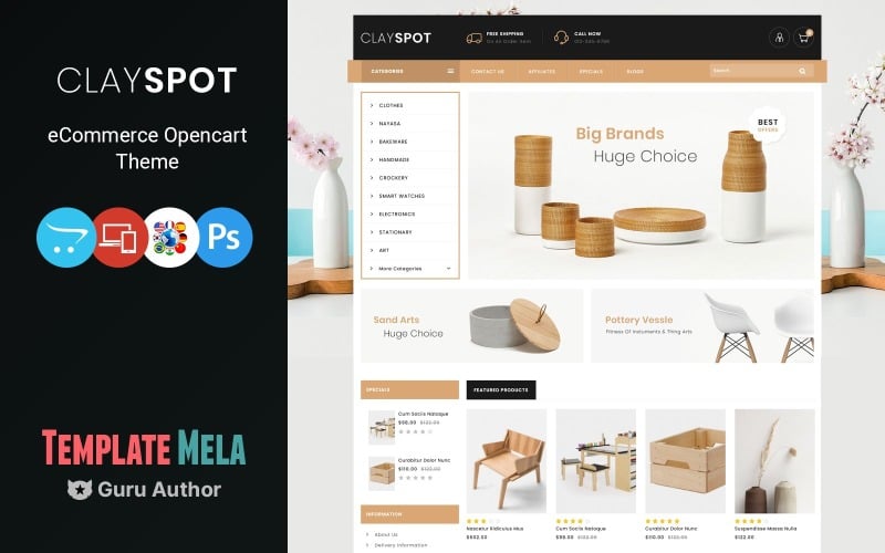 Clayspot - Loja de decoração para casa e móveis de interior OpenCart Template