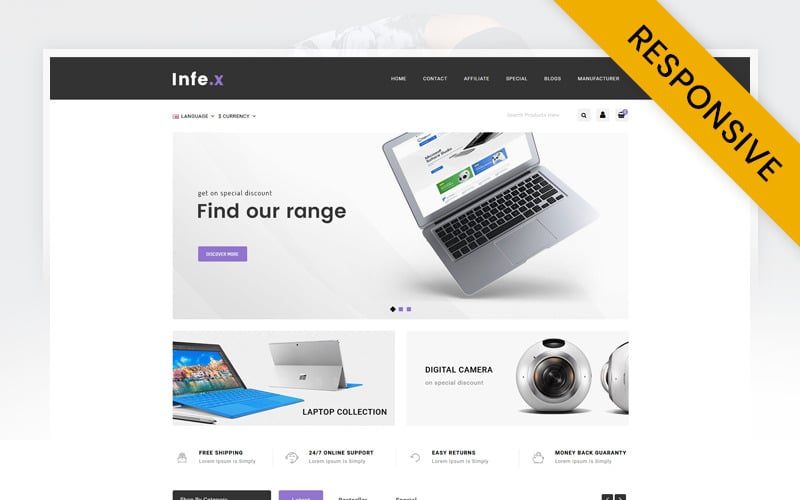 Infex - Modèle réactif OpenCart pour magasin d'électronique