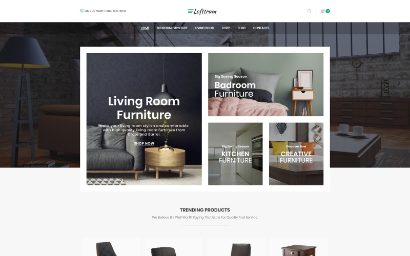 Lofttrum - Tienda online de muebles Elementor Tema WooCommerce