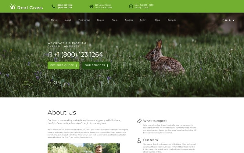 真正的草地花园维护HTML登陆页面模板