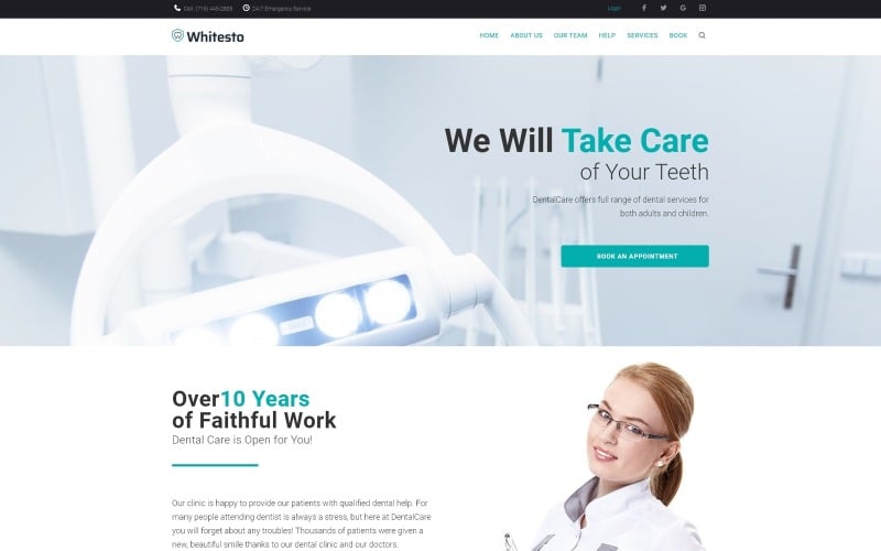 Whitesto -牙科诊所元素WordPress登陆页面模板
