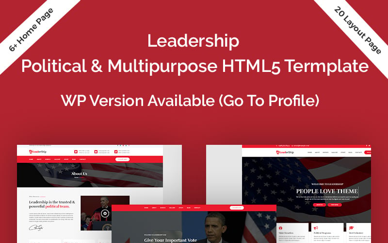 Лідерство Політичний HTML5 шаблон веб-сайту