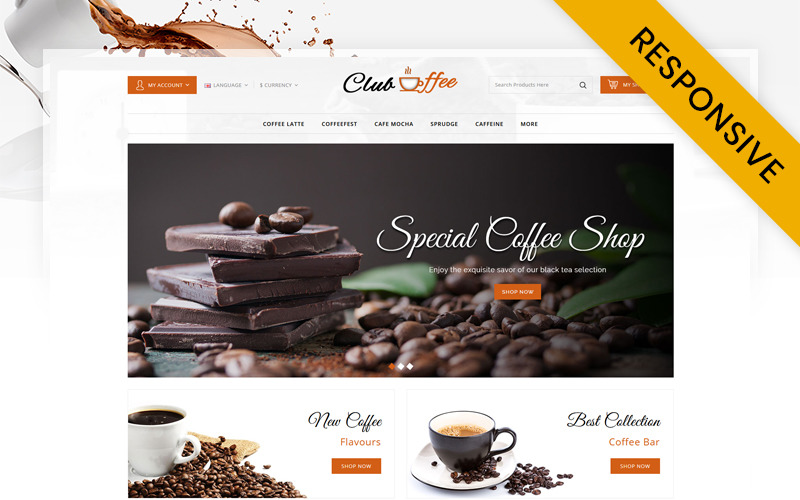 Club Coffee Shop OpenCart responsiv mall