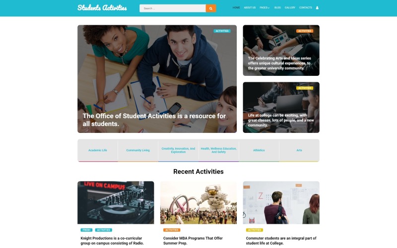 Joomla-sjabloon voor studentenactiviteiten