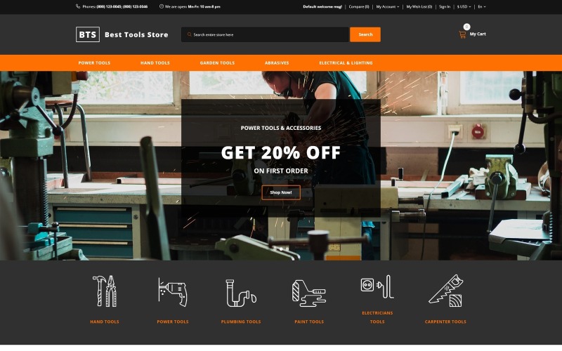Modelo OpenCart da melhor loja de ferramentas