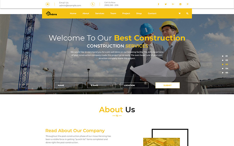 OnSite Multipage Construction Web Template PSD PSD Template