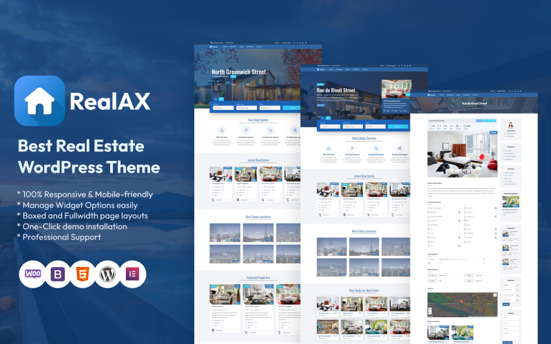 RealAX - prémiová nemovitost WordPress téma