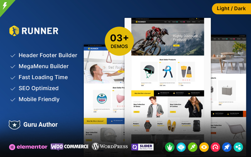 Runner — многоцелевая тема WooCommerce для спорта, фитнеса и мебели