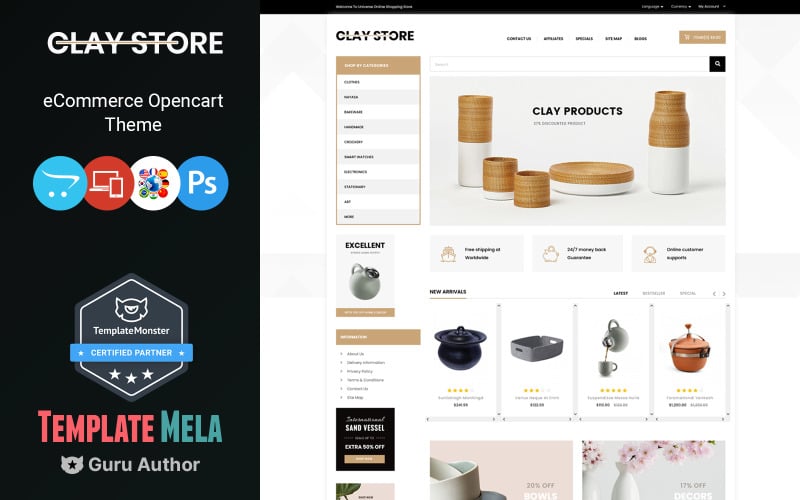 Clay Store - Art and Home Decor Store OpenCart Template