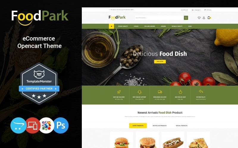 FoodPark - Modelo OpenCart para alimentos e restaurantes