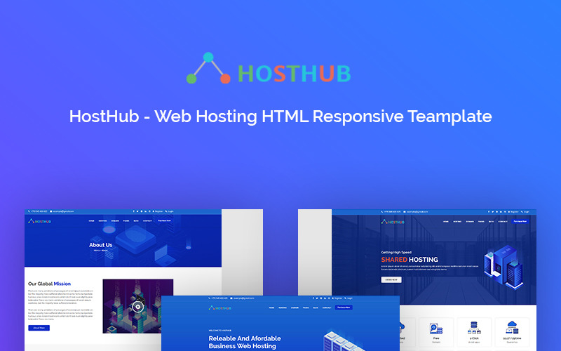 Hosthub Domain & Hosting HTML5 responsiv mall