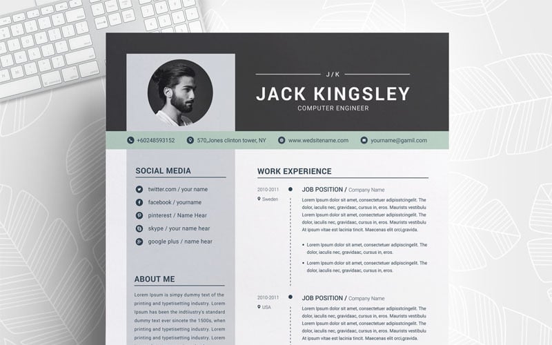 Modelo de currículo do Jack Kingsley Web Designer