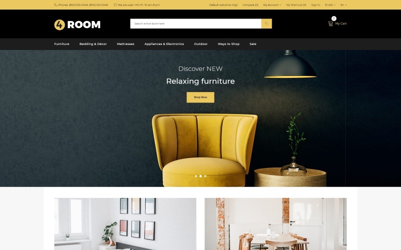4 Room - 首页 Furniture Store Open车 Template