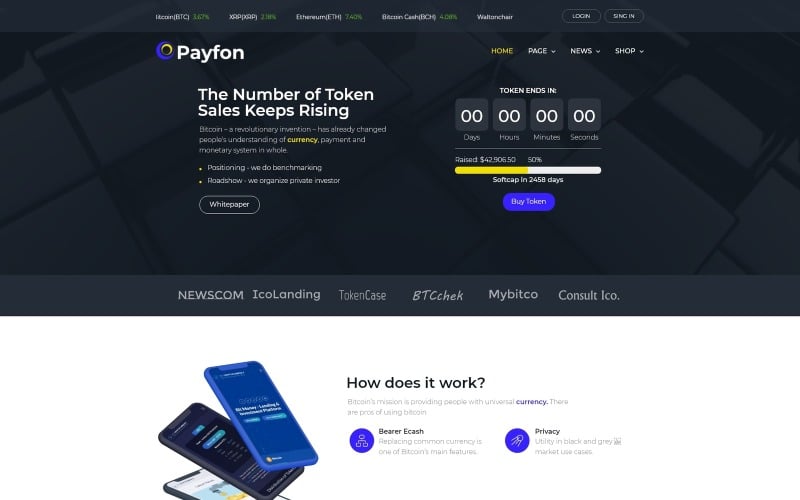 Payfone - ICO WordPress元素主题