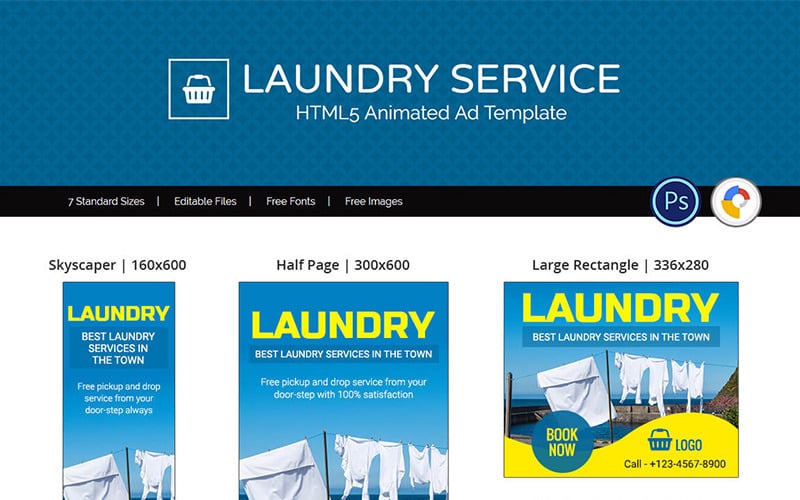 Servicios Profesionales | Banner animado de servicio de lavandería