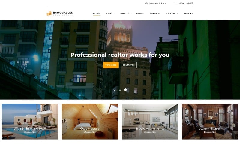 房地产-干净，反应迅速的HTML5房地产网站模板