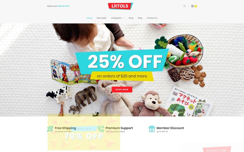 LitTOLS - Leksaker och spelbutik Elementor WooCommerce Theme