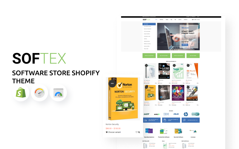 Softex - Shopify Theme pro softwarový obchod