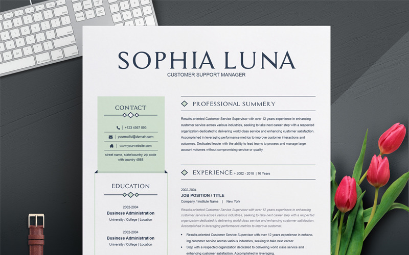 Modelo de currículo de Sophia Luna