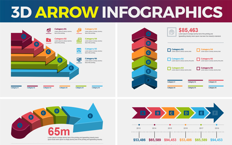 Seta 3D - Elementos de Infográfico