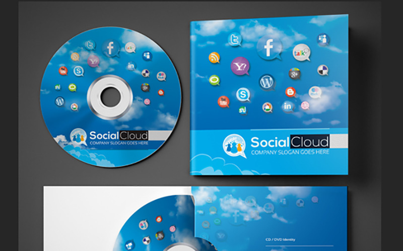 社交媒体CD和DVD盒|封面设计PSD模板