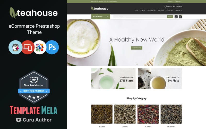 Teahouse - Thème PrestaShop pour magasin d'alimentation et de boissons