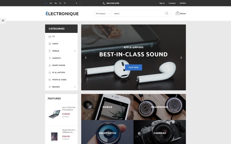 Electronique - Thème PrestaShop pour magasin d'électronique