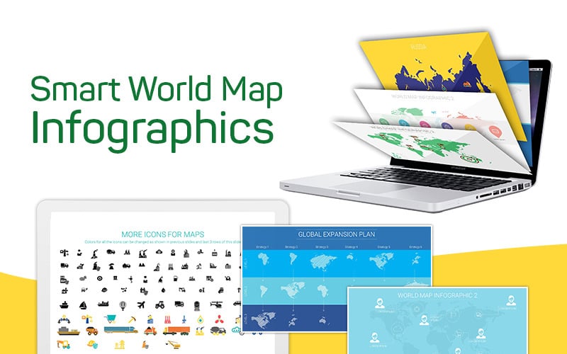 智能世界地图信息图表PowerPoint模板