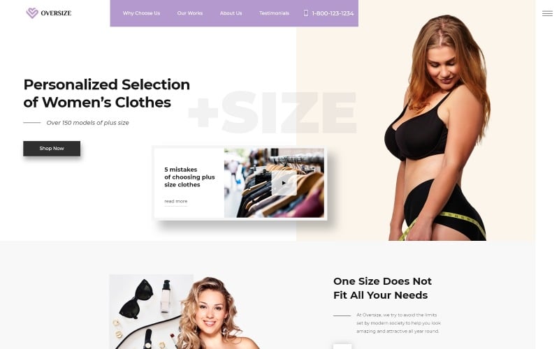 Übergröße - Fashion One Page Clean Bootstrap HTML-Landingpage-Vorlage