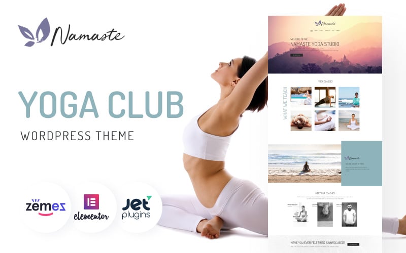 Namaste - Yoga Studio Färdigt att använda Minimalt WordPress Elementor-tema