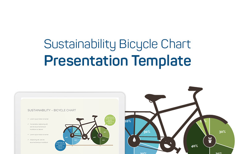 可持续发展自行车图表PowerPoint模板