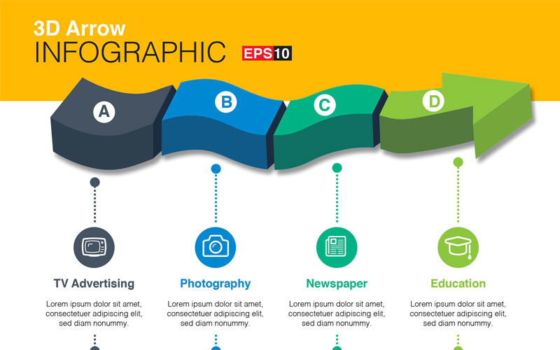 3B vektör ok Infographic öğeleri