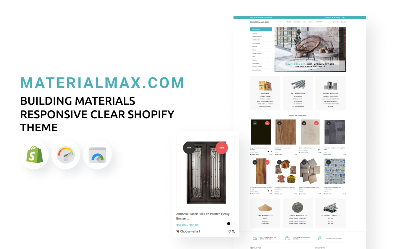 Materialmax - Tema di Shopify chiaro rispettoso dei materiali da costruzione