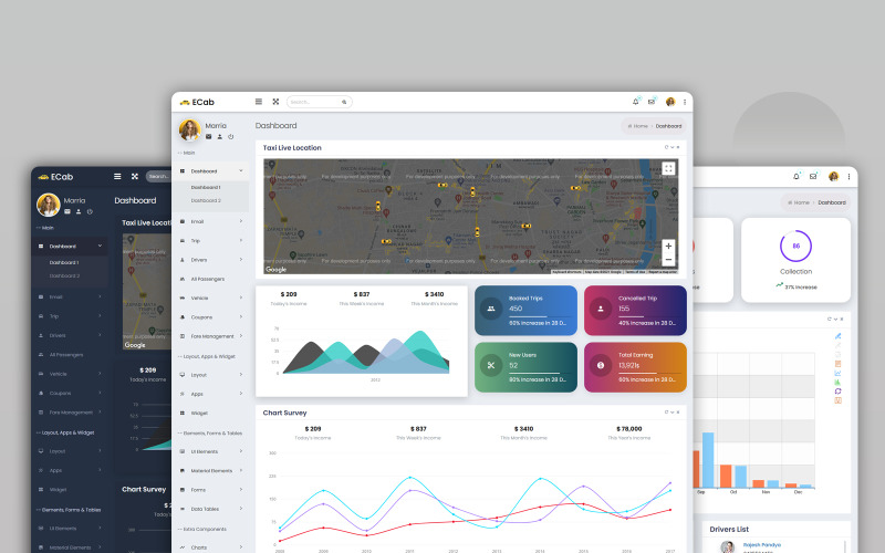 ECab - Шаблон адміністратора таксі Admin Bootstrap 5 Material Admin