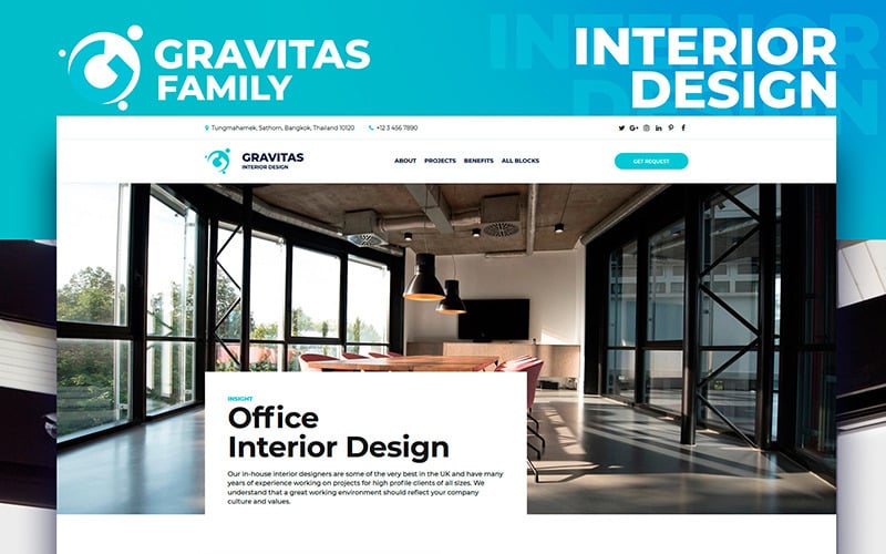 Gravitas - Innenarchitektur MotoCMS 3 Landing Page Template